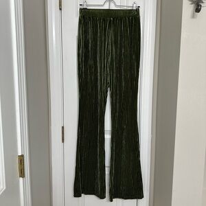 Cider Olive Velvet Flare Pants